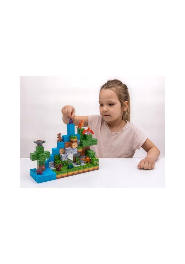 Knick Knack Magnetic World Building Blocks Set | Mini Themed Magnetic Cubes for Kids Ages 3 and Up (114 Pieces) - Image 4